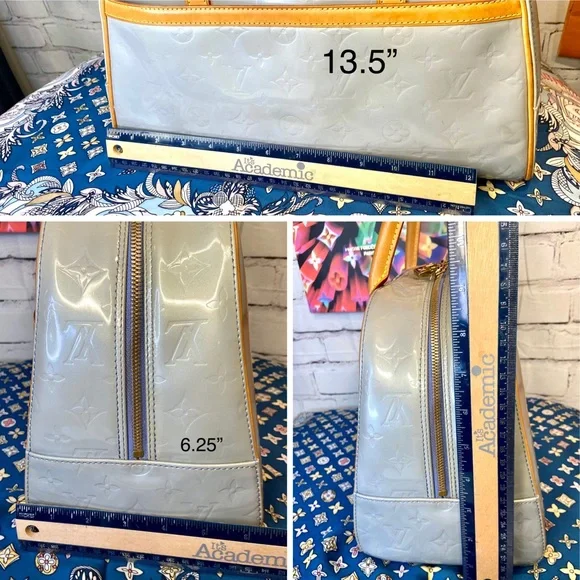 Louis Vuitton Ice blue Vernis Tompkins shoulder bag and scarf - Picture 16 of 16